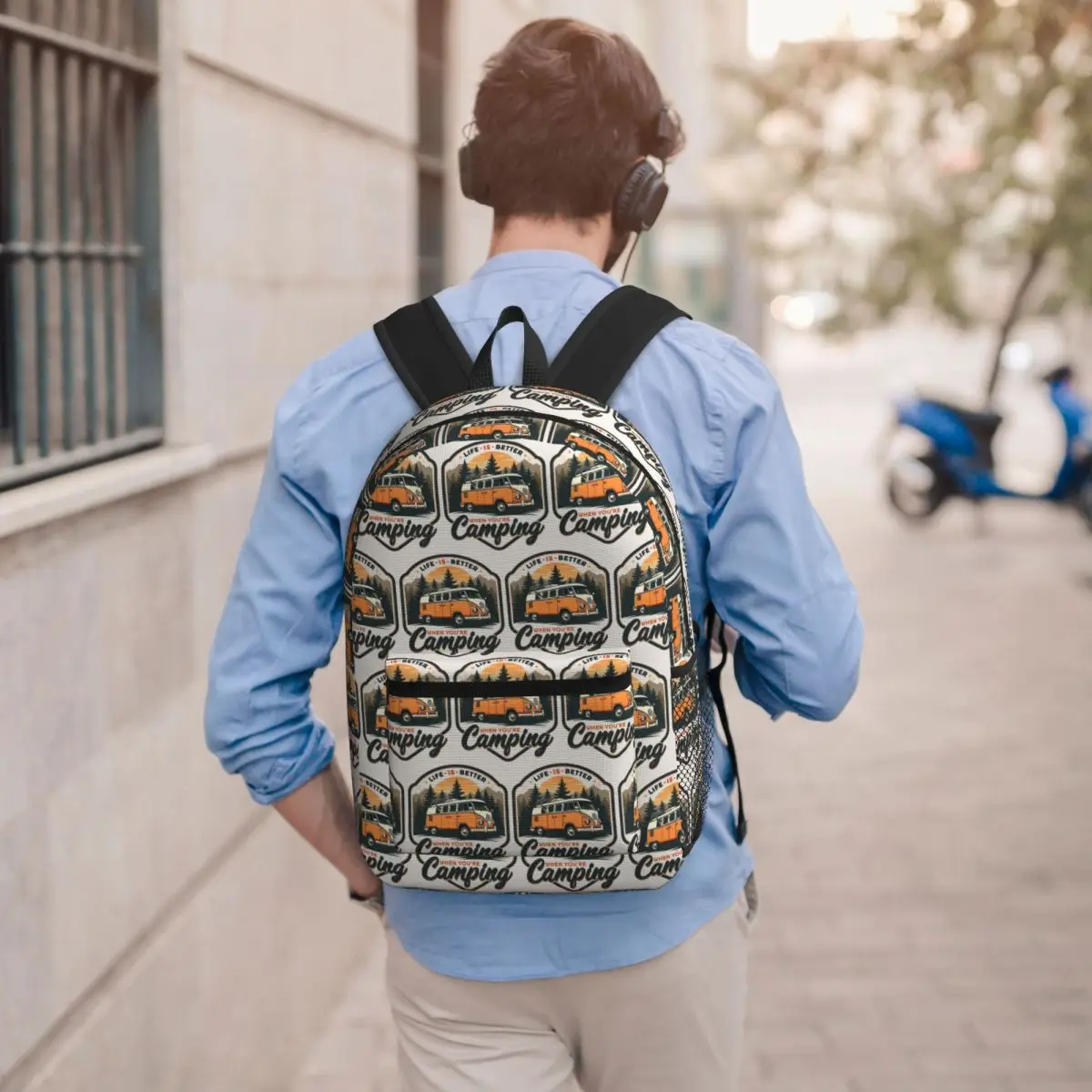 

CamperVan Happy Camper Backpack Student BookBag Kids School Bag Computer Shoulder Bags for Men Women
