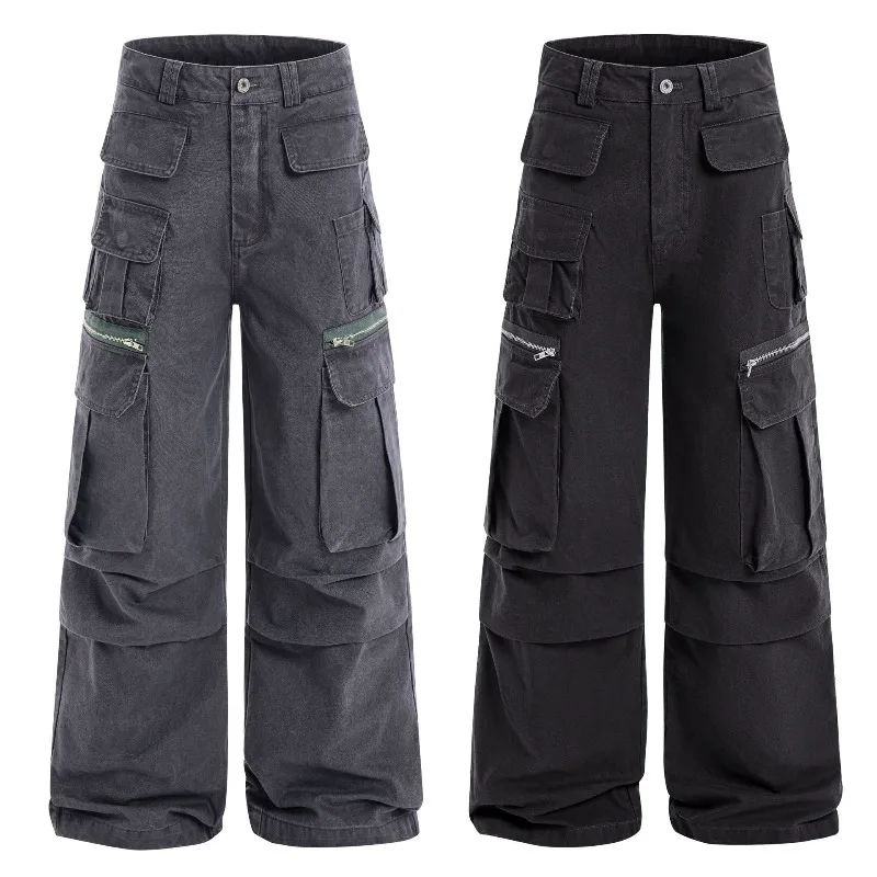 

OR FL American High Street Multiple Pockets Paratrooper 100 Cotton Women Cargo Trousers Retro Wash and Age Slacks Women's Y2k