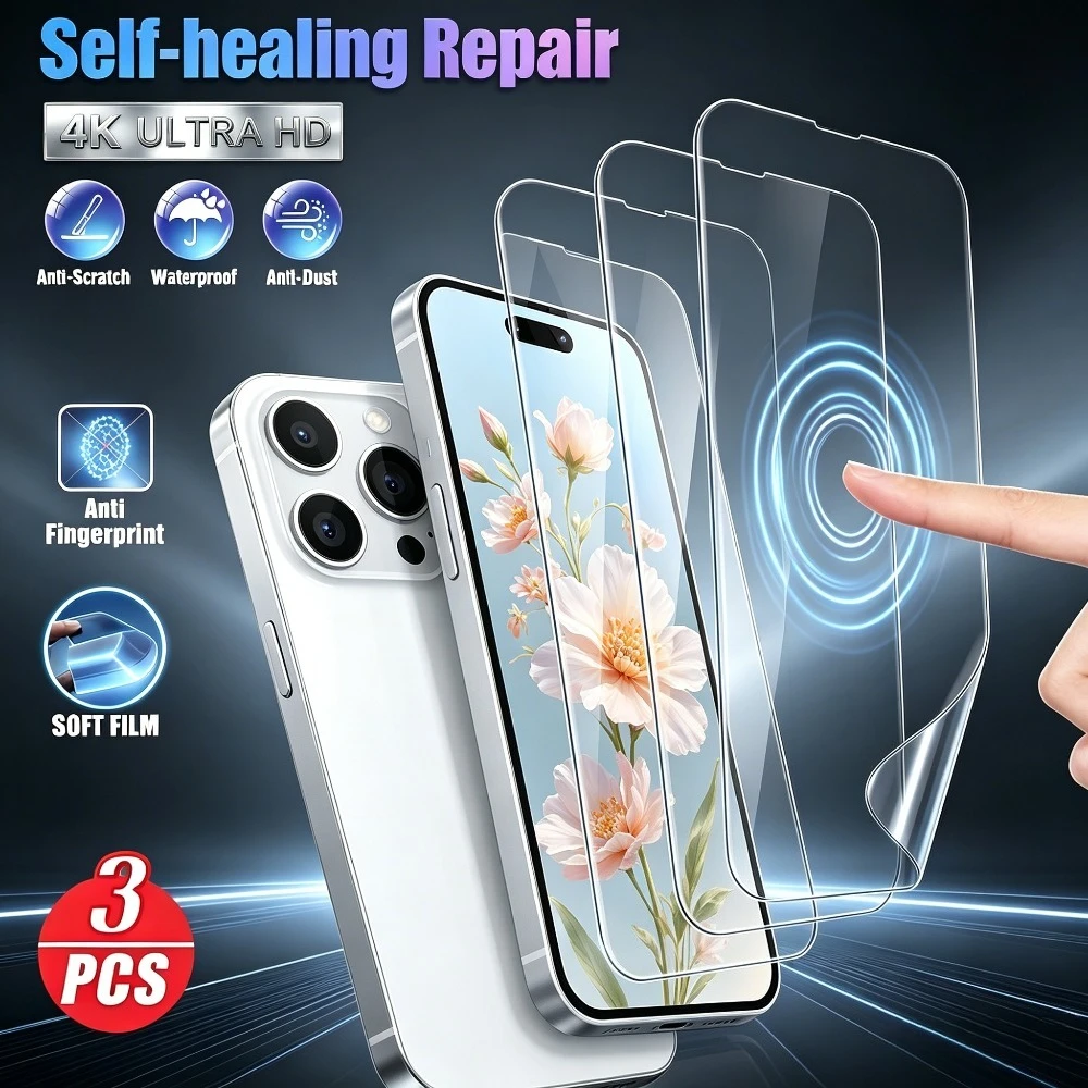 

3Pcs Ultra Clear Hydrogel Film for iPhone 17/16/15/13/Pro Max/15/12/14/Pro Air/17e/16e/15/14/Plus Full Coverage Screen Protector