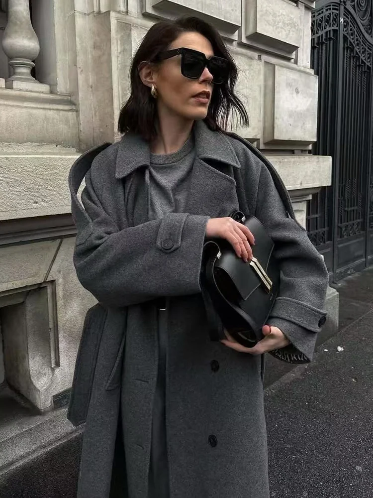 

HH женская осенняя модная универсальная двубортная ветровка с длинными рукавами женские простые пальто на шнуровке с карманами для поездок на работу Mujer