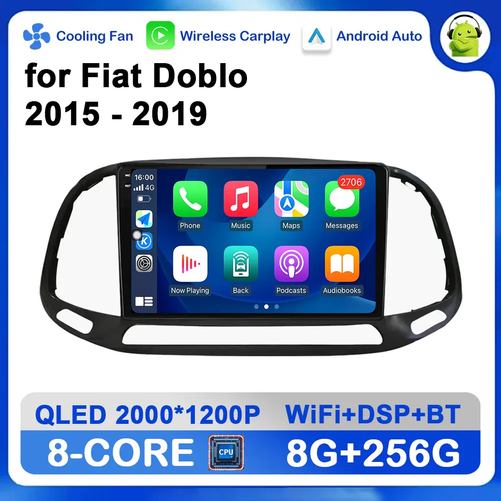 

GPS Navi Car Radio Multimedia Video Player Android Intelligent System for Fiat Doblo 2015 - 2019 DSP Stereo WiFi BT Touch Screen