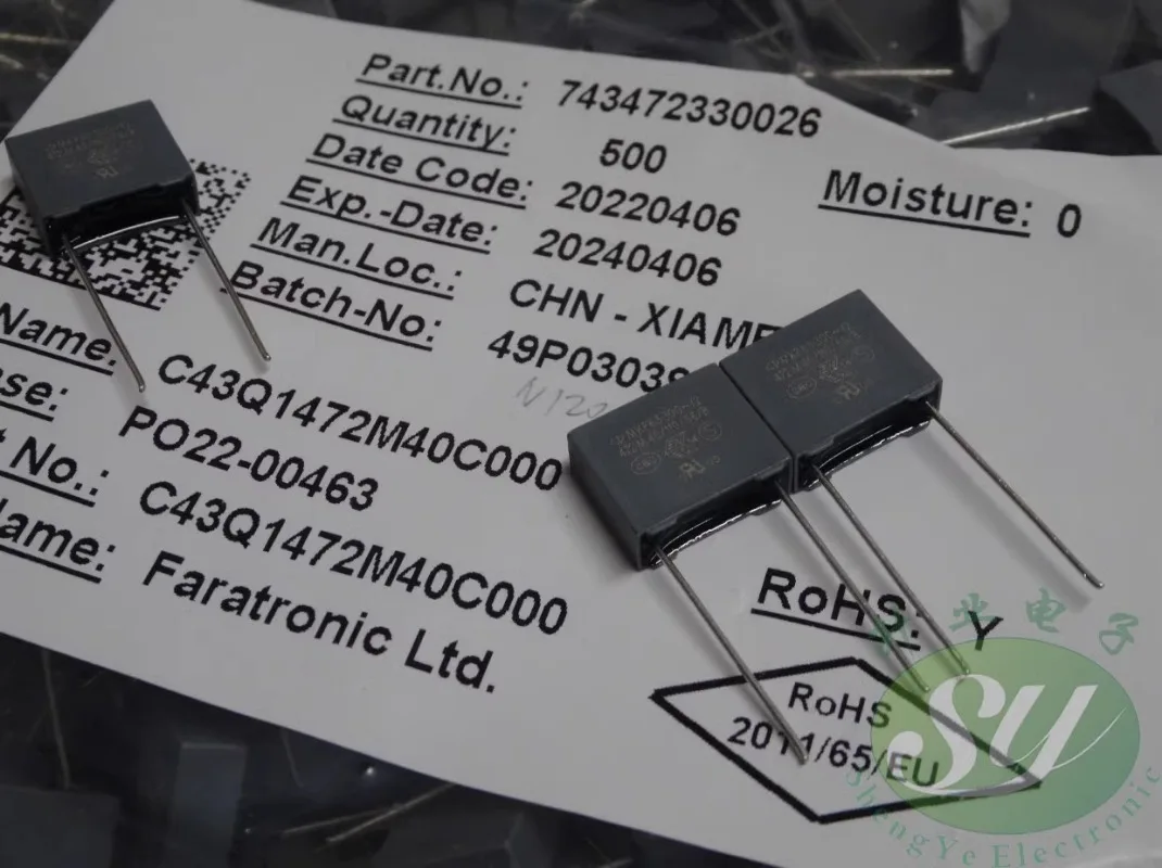 20PCS Xiamen FARA MKP63 0.0047uf/300vAC 4700pf 4n7 472 Y2 New thin film capacitor 10MM C43Q1472M40C000