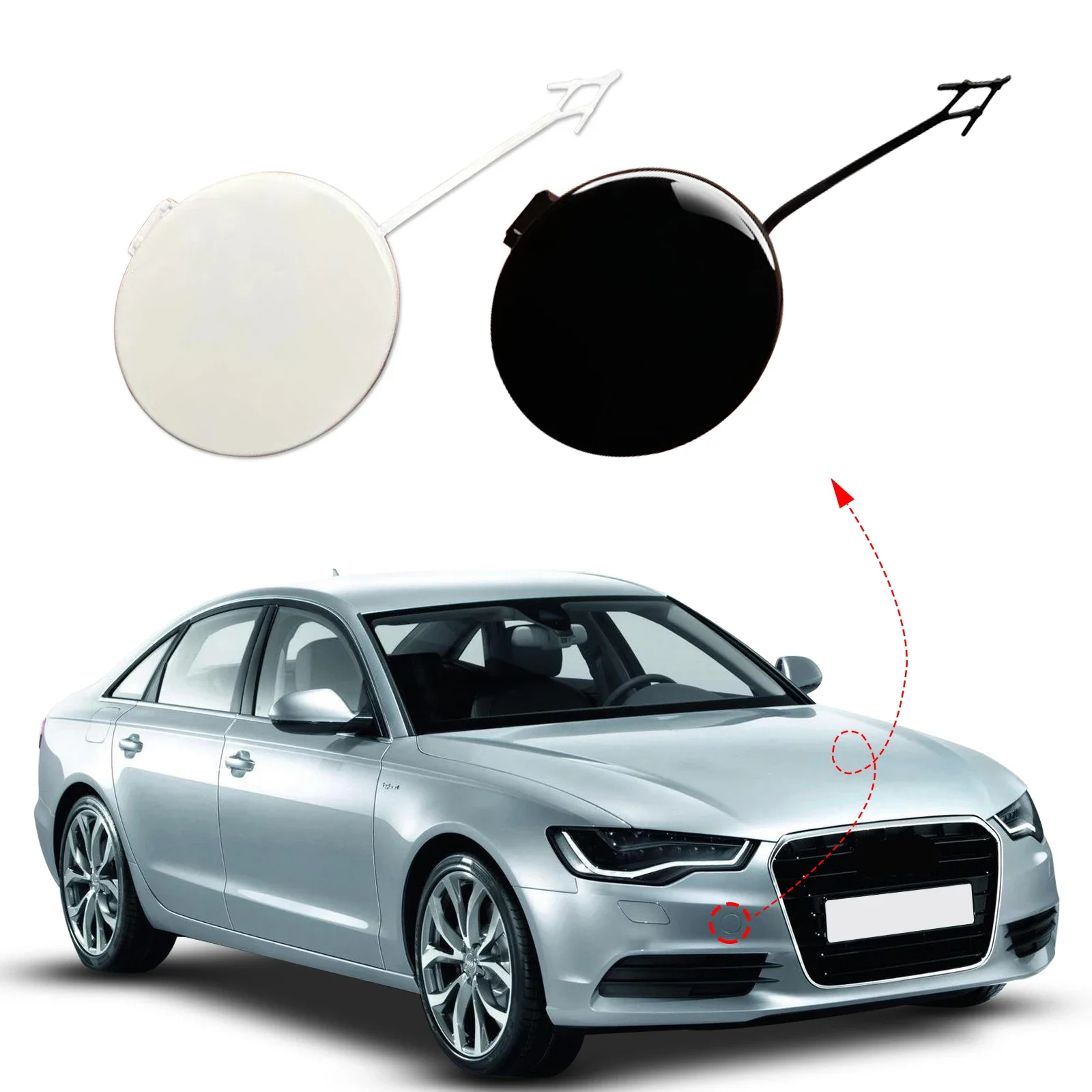 

Front Bumper Tow Hook Cover Cap Towing Eye For Audi A6 Accessories 2012 2013 2014 2015 4G0807241 4G0807241GRU Right Passenger