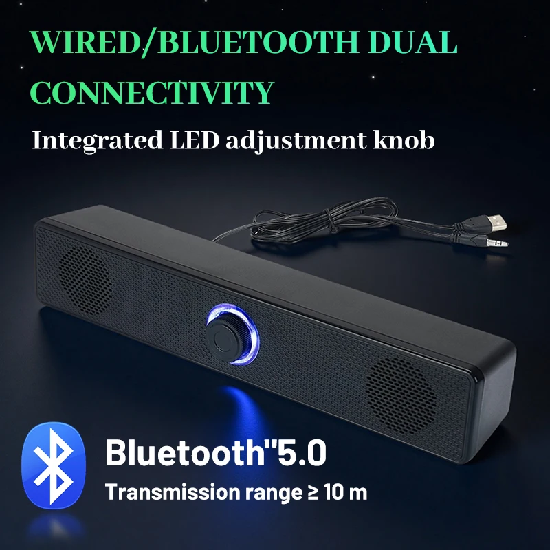 

Long strip computer speaker, desktop home speaker, laptop, wired Bluetooth speaker, subwoofer, small steel cannon