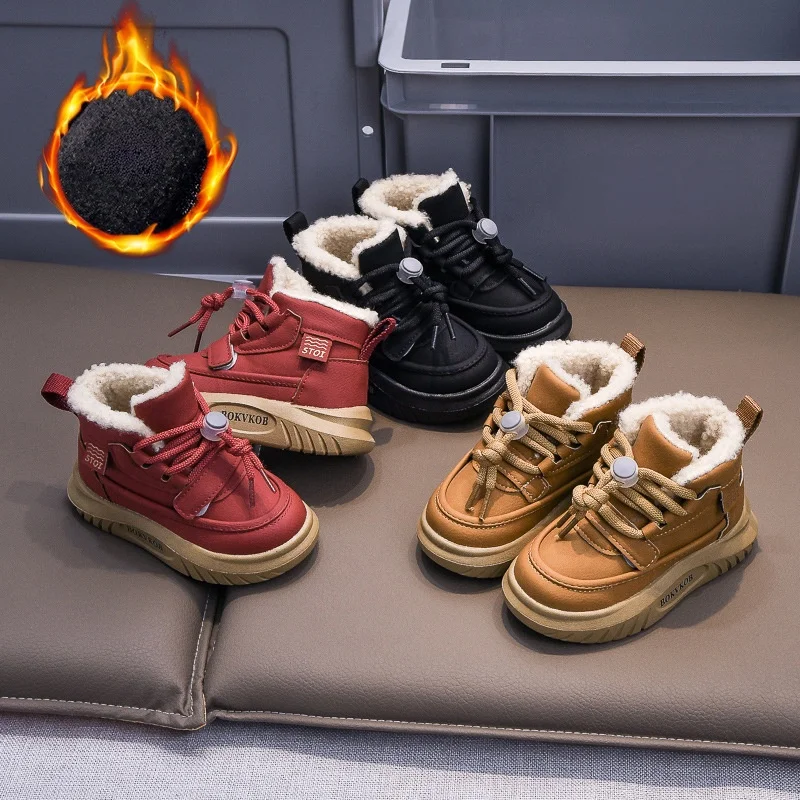Autumn Winter Children Shoes Baby Girls Boys Snow Boots Outdoor Toddler Kids Sneakers Soft-soled Non-slip Infant Plush Boots
