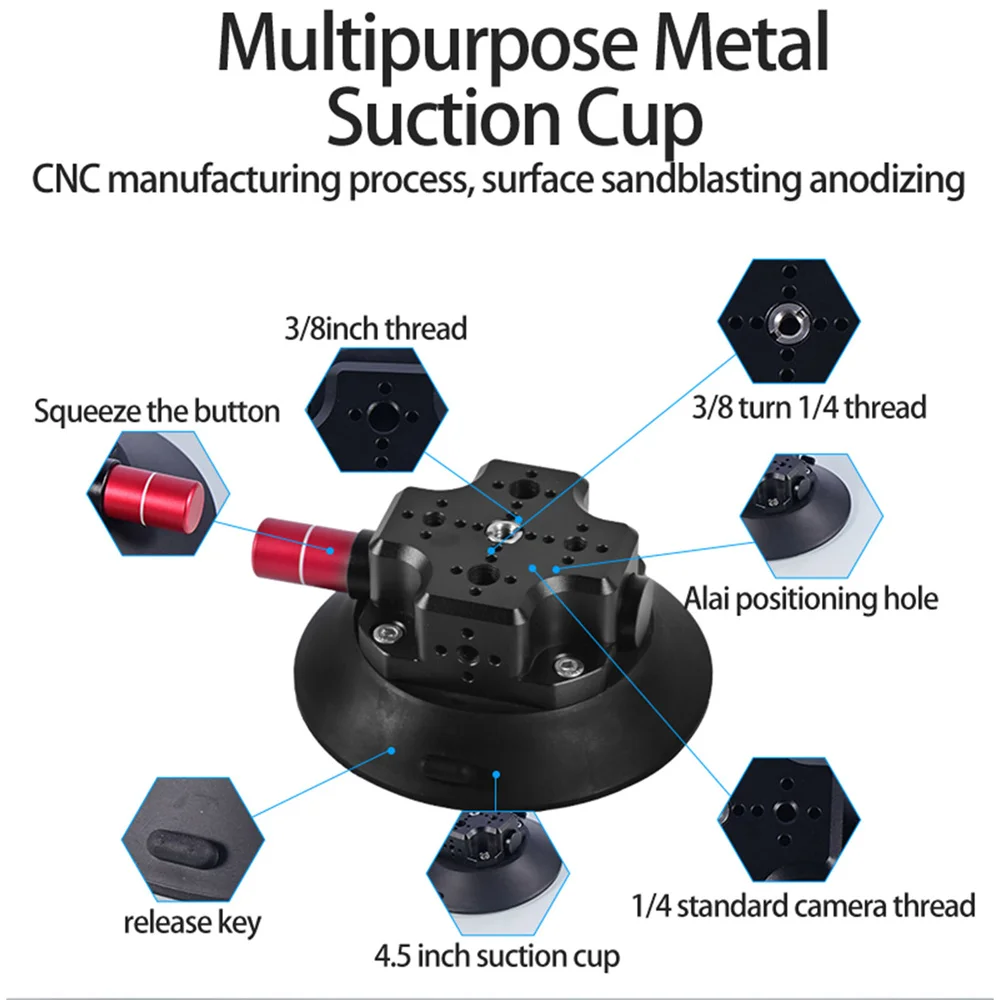 Imagem -02 - Mão Bomba Vácuo Ventosa com Arri Localização Buraco para Gopro Insta360 Ação Câmera Bracket Auto Carro Lâmpada Stand Mount 8