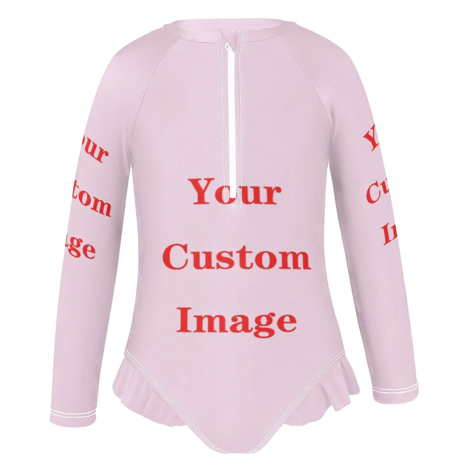Girls' One-Piece Swimwea Customized Image Unicorn One-Piece Girls Swimwear for 3-12 Years Girls' long-sleeved one-piece swimsuit