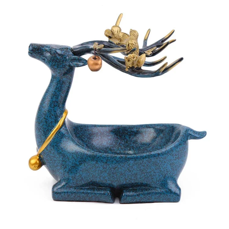 Sika Deer Fruit Bowl Tray Christmas Decorations Living Room Resin Crafts Statue Horse Wine Rack Nordic Ornaments