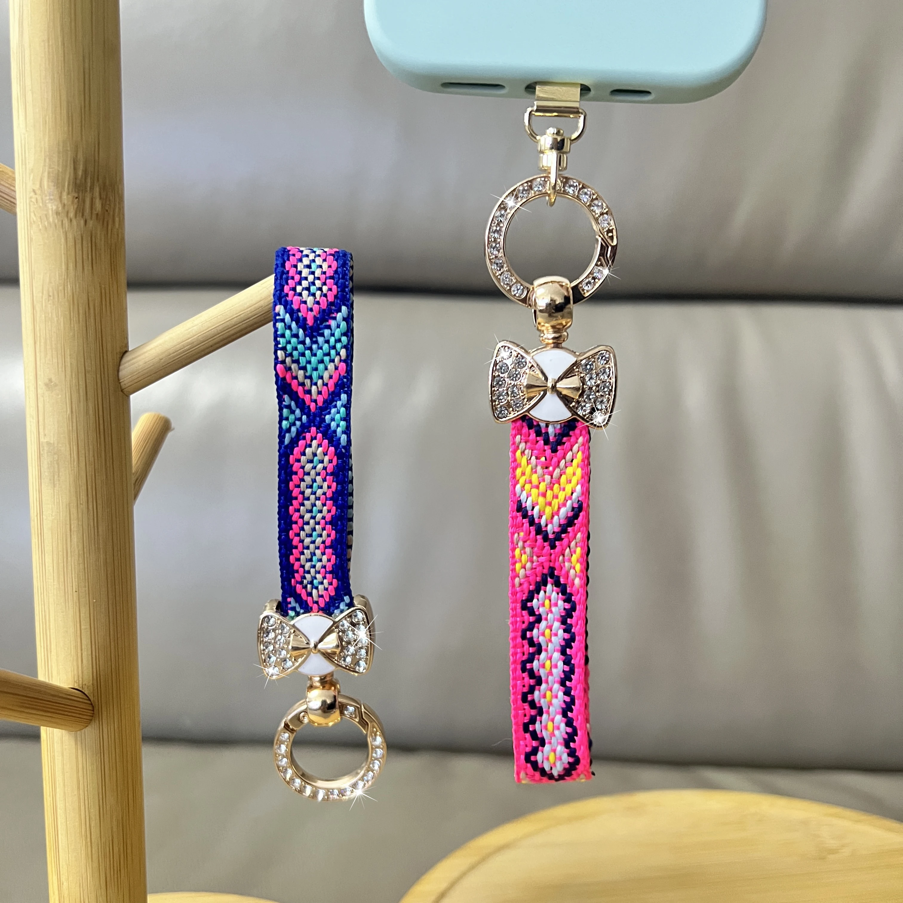Originales, modisches, funkelndes, diamantgewebtes Handy-Lanyard, Finger-Lanyard, breites Gurtband, handgehaltenes Seil, Schleifenanhänger