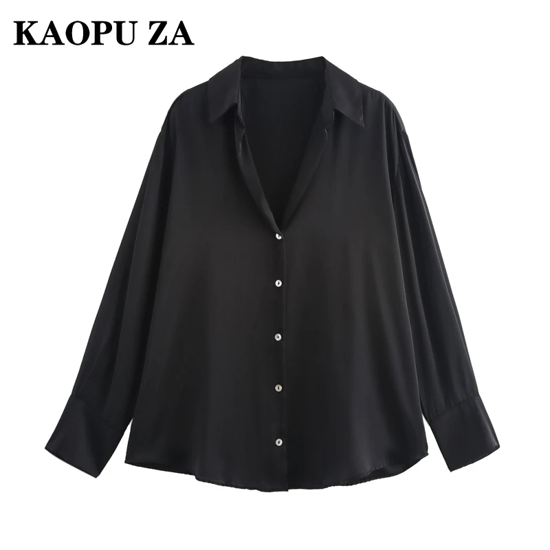 KAOPU ZA 2024 New Autumn Women\'s Vintage Multi-Color Loose Long Sleeve Blouse with Single Breasted Design Chic Fashion Top