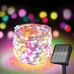 Outdoor LED Fairy String Light 7m/12m/22m/32m Solar Powered Copper Wire 8 Modes String Lights For Holiday Christmas Party