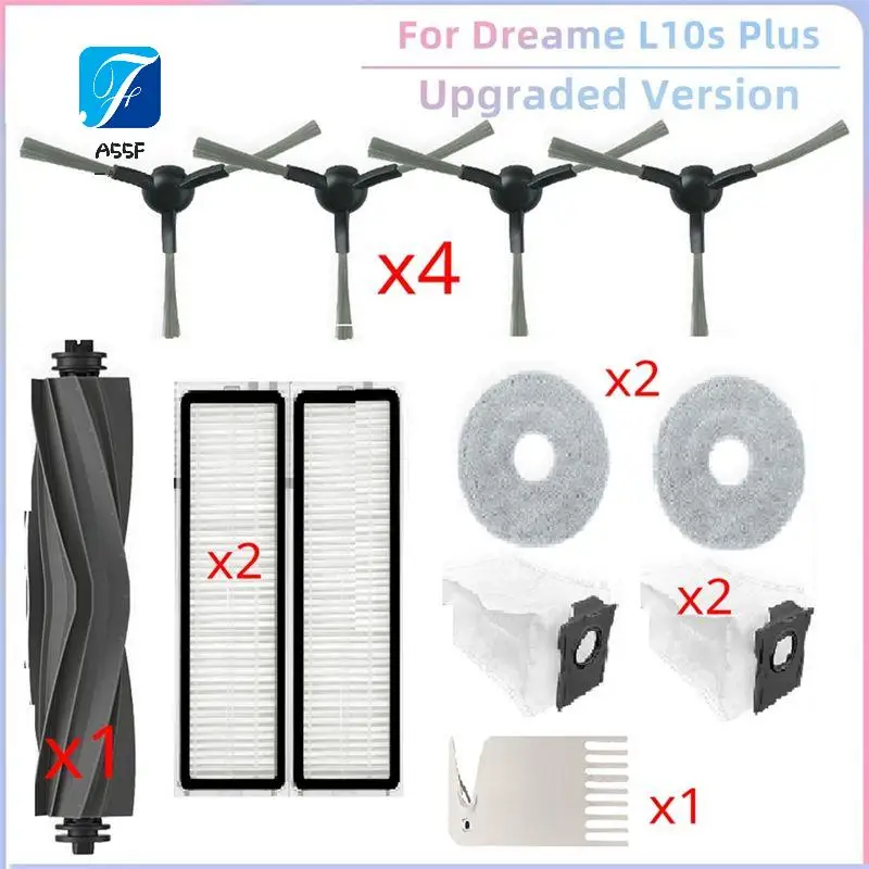 

A55F-подходит для Dreame L10s Plus RLL42SD Запчасти Основный ролик Боковая щетка HEPA-фильтр Швабра Тканевый мешок для пыли Запасные части для подметальной машины