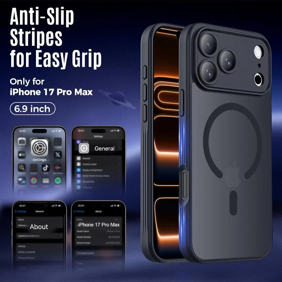 مصممة لهاتف iPhone 17 Pro Max متوافقة مع حماية الكاميرا المحسنة من MagSafe وحماية من السقوط العسكري بطول 15 قدمًا #6
