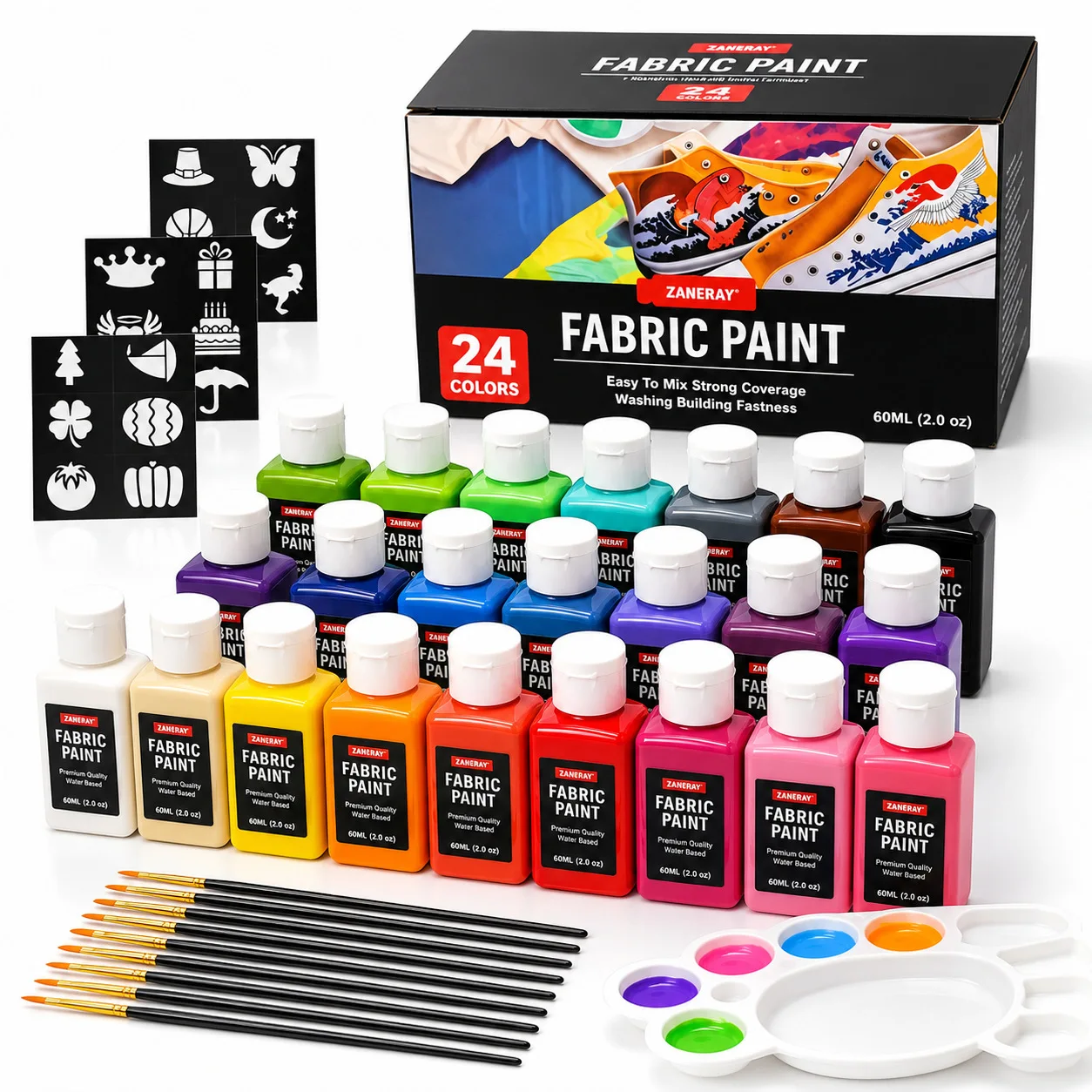 DIY Fabric Painting Kit 26 Colors, Permanent Cloth Paint for Shoes, Non-Toxic Canvas Bags & Glass Ceramics, Drawing Pigment