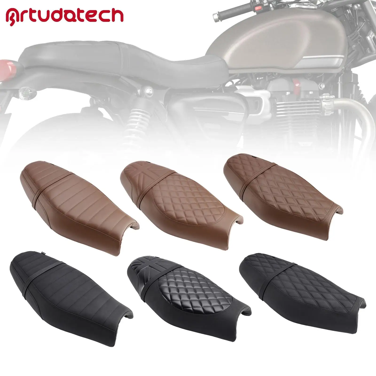 Передняя и задняя подушка пассажирского сиденья Rider Blackc для Street Twin Speed Twin 900 BrownC