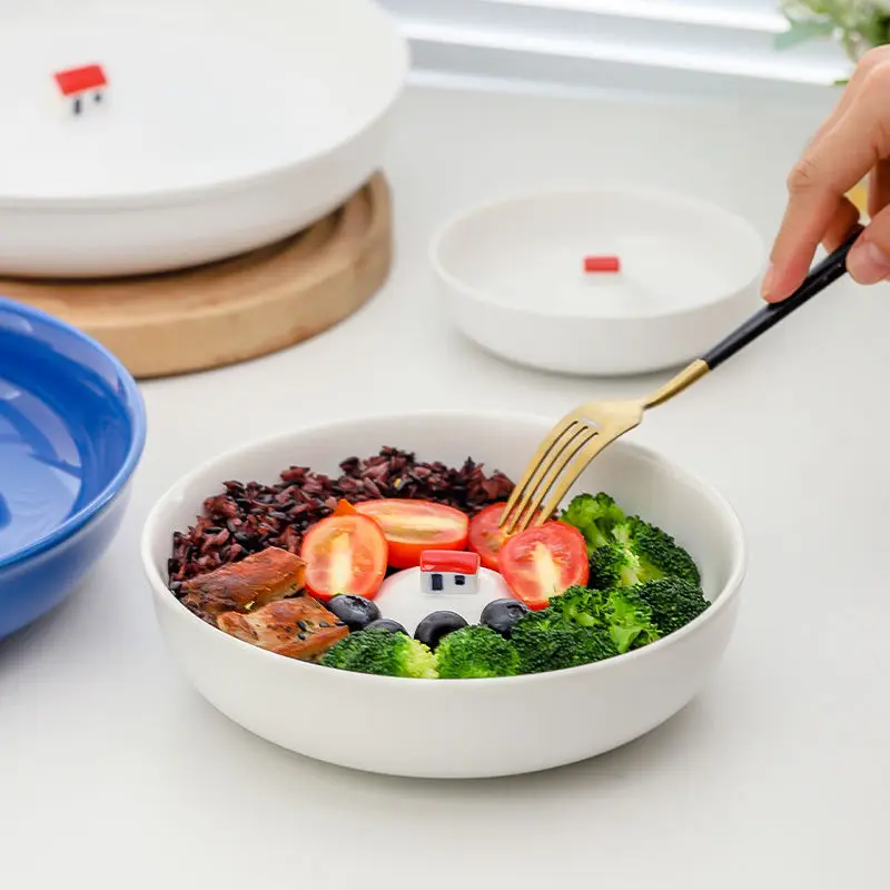 Creative Ceramic Plates Vegetable Household Ins High Value Deep Plates Deepened and Thickened High Sense Soup Plates Inte