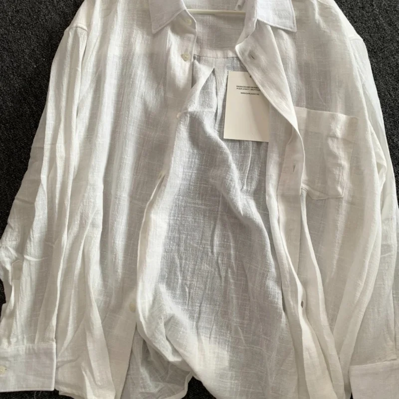 

Bubble Wrinkled White Our Legacy Shirts Fashion European Oversized Paris Breathable Loose Blank Lapel Long Sleeve Men Women Tops