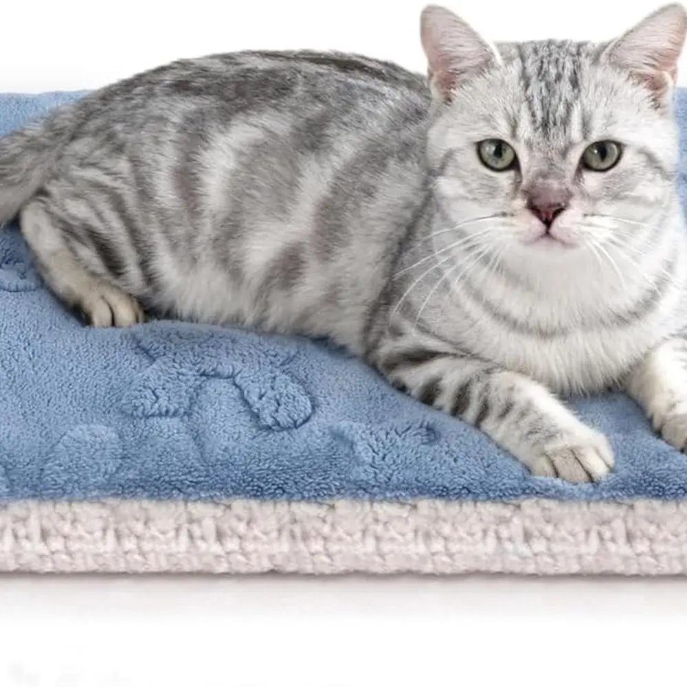 

Самонагревающаяся кровать для кошек, двусторонний двусторонний самонагревающийся коврик размером 22x16 дюймов для кошек и собак, моющаяся грелка для кошек для дома
