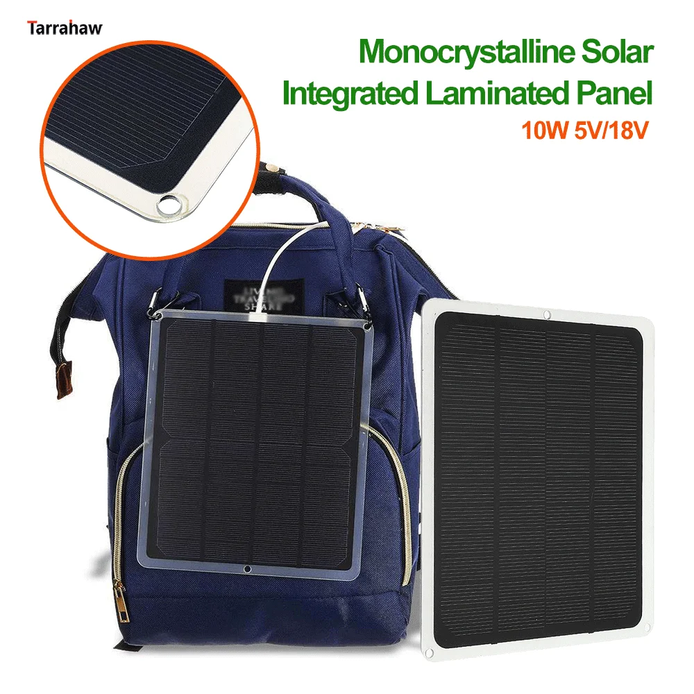 10W Solar Integrated Laminated Panel 18V Car Charging PV Plate Outdoor Power Portable 5V Mobile Phone Photovoltaic CellsKit