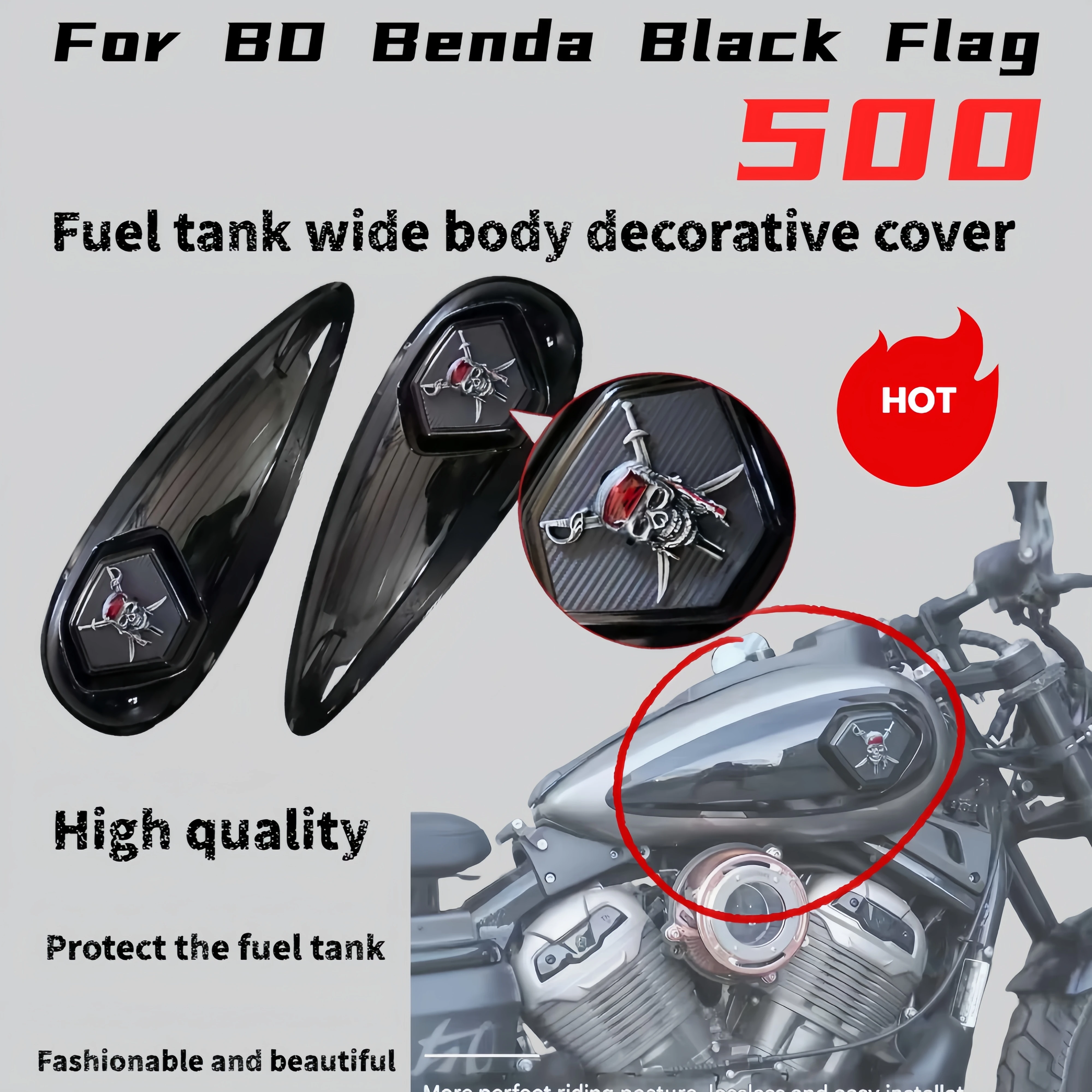 

For Benda Black Flag 500 fuel tank wide body Napoleon Chinchilla 450 fuel tank wide body decorative cover protective cover
