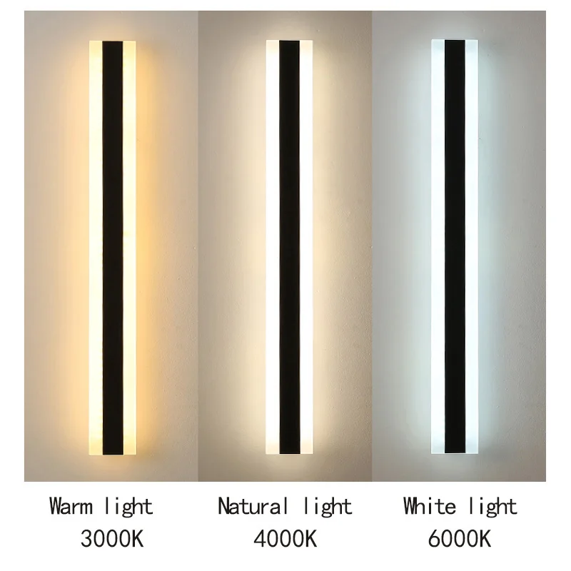 Imagem -06 - Estilo Minimalista Moderno Outdoor Wall Strip Lamp Iluminação Led Impermeável para Jardim Villa e Pátio Lâmpada de Parede Exterior Ip65 Ac85265v