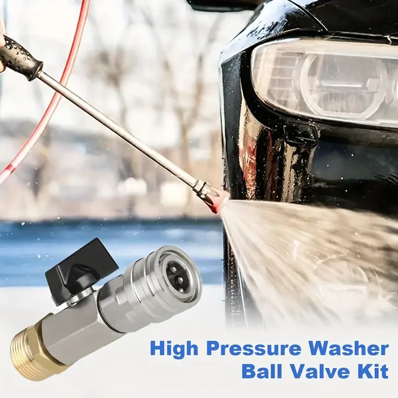 Heavy-Duty Pressure Washer Ball Valve1/4 Inch Quick Connect Hose Shut-Off Valve, Threaded Ports for Automotive, Garden, Driveway