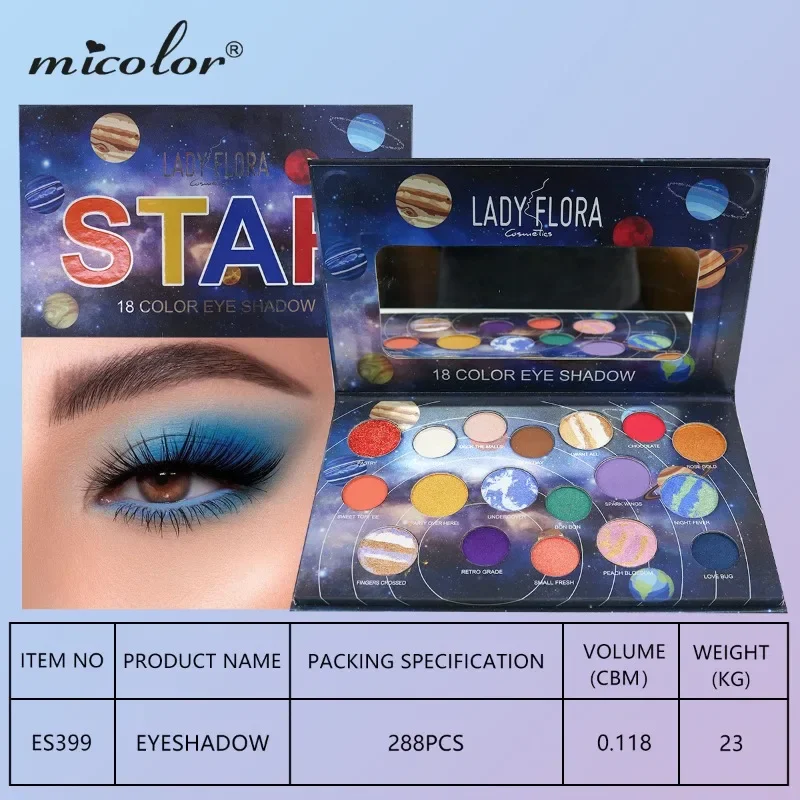 Micolor Planet 18 Colors Eyeshadow Palette Fine Shimmer Matte Chameleon Eyeshadow Cosmetics European and American Beauty