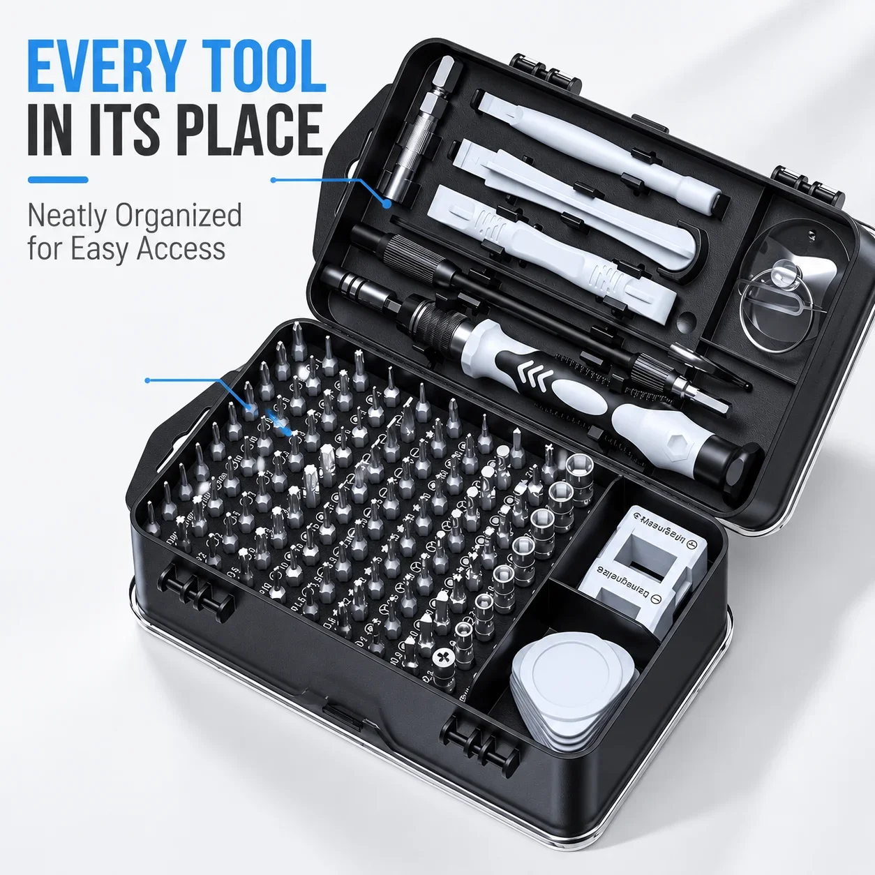 115 in 1 Precision Screwdriver Set Magnetic Repair Tool Kit for Phone Laptop PC Electronics Glasses with Carry Case