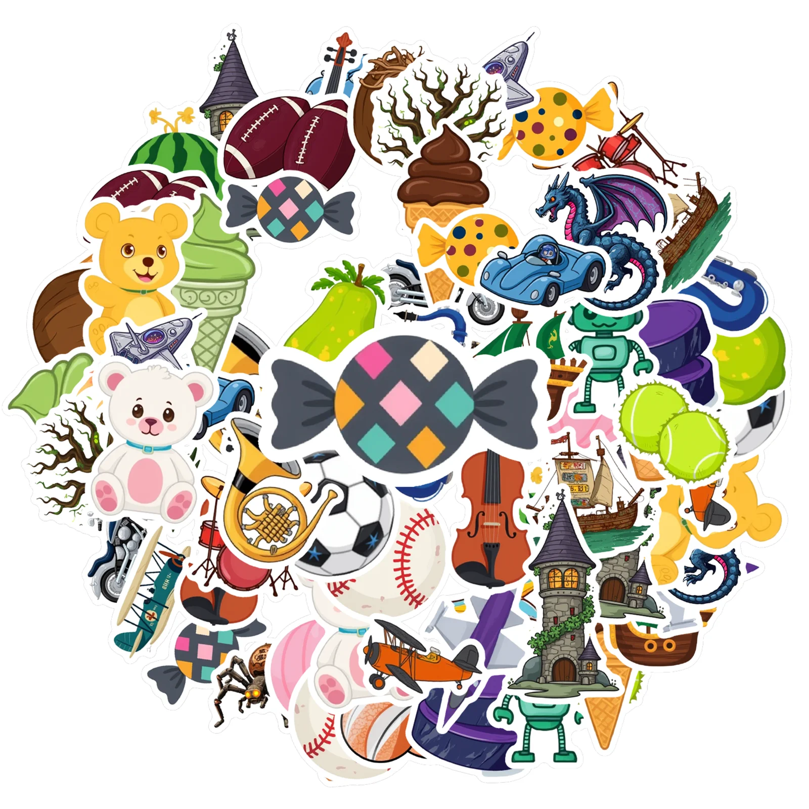 35pcs-50pcs Cartoon Animal Stickers Fun Robot Stationery Stickers Funny Stickers For Laptop Luggage Scrapbook Diary Laptop