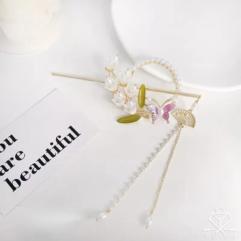 

2025 New Headwear Headpieces Floral Hair Sticks for Women Alloy Assel Pearls Hairpins Modern Hair Clip Female Hair Accessories