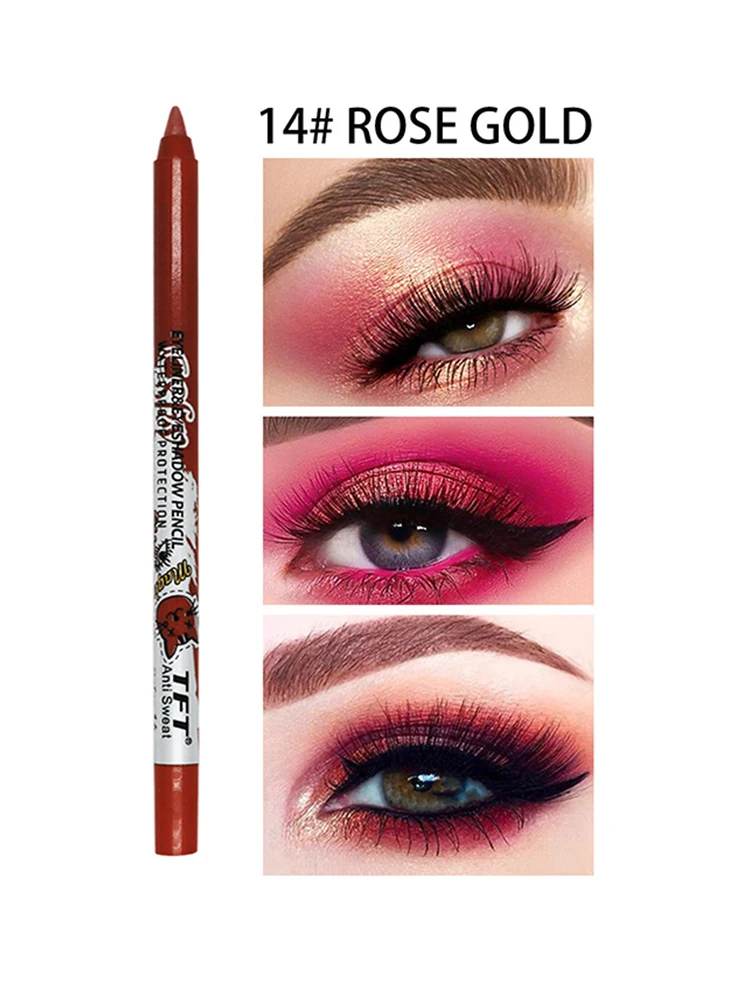 Matita eyeliner ad asciugatura rapida Penna eyeliner colorata a lunga durata Impermeabile Nessuna fioritura Blu Rosa Strumenti cosmetici 14 colori