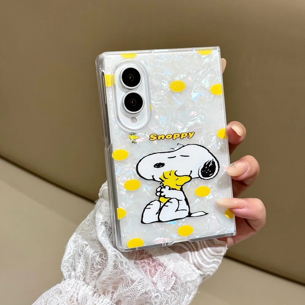 Cute Cartoon Peanuts Snoopy Shell Pattern Phone Case For Samsung Galaxy Z Fold 8 Hard PC Back Cover For Z Fold 7 6 5 Case