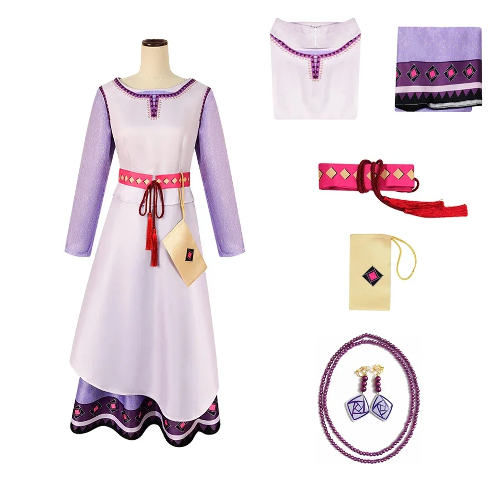 

Princess Wish Asha Purple Dress Cosplay for adult Kids Christmas New Year Stage Performance Birthday Halloween Carnival Party