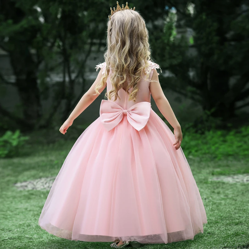 Formal Kids Long Bridesmaid Dress For Girls Children Costume Floral Prom Princess Dresses Vestido Girl Party Wedding Gown