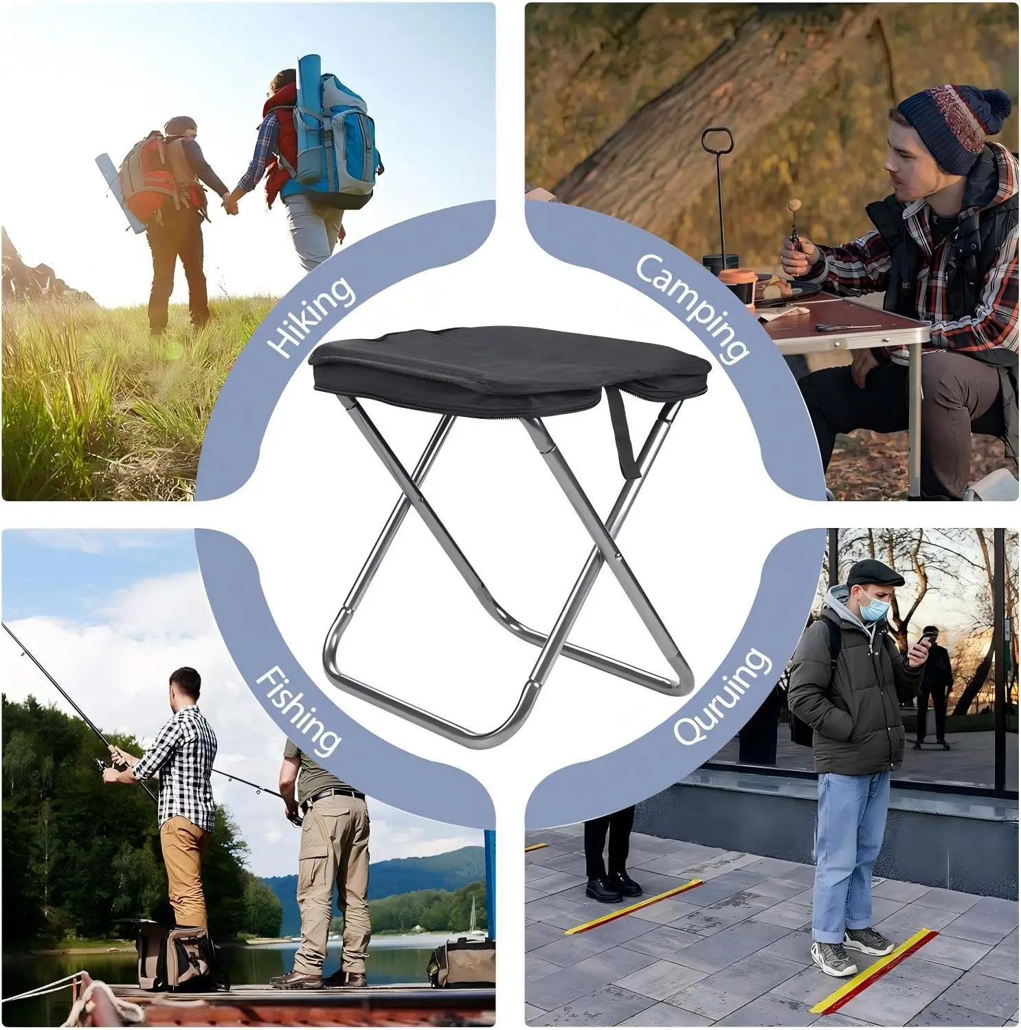 Portable multifunctional outdoor picnic camping folding chair, ultra light fishing stool, travel stool, fishing accessories