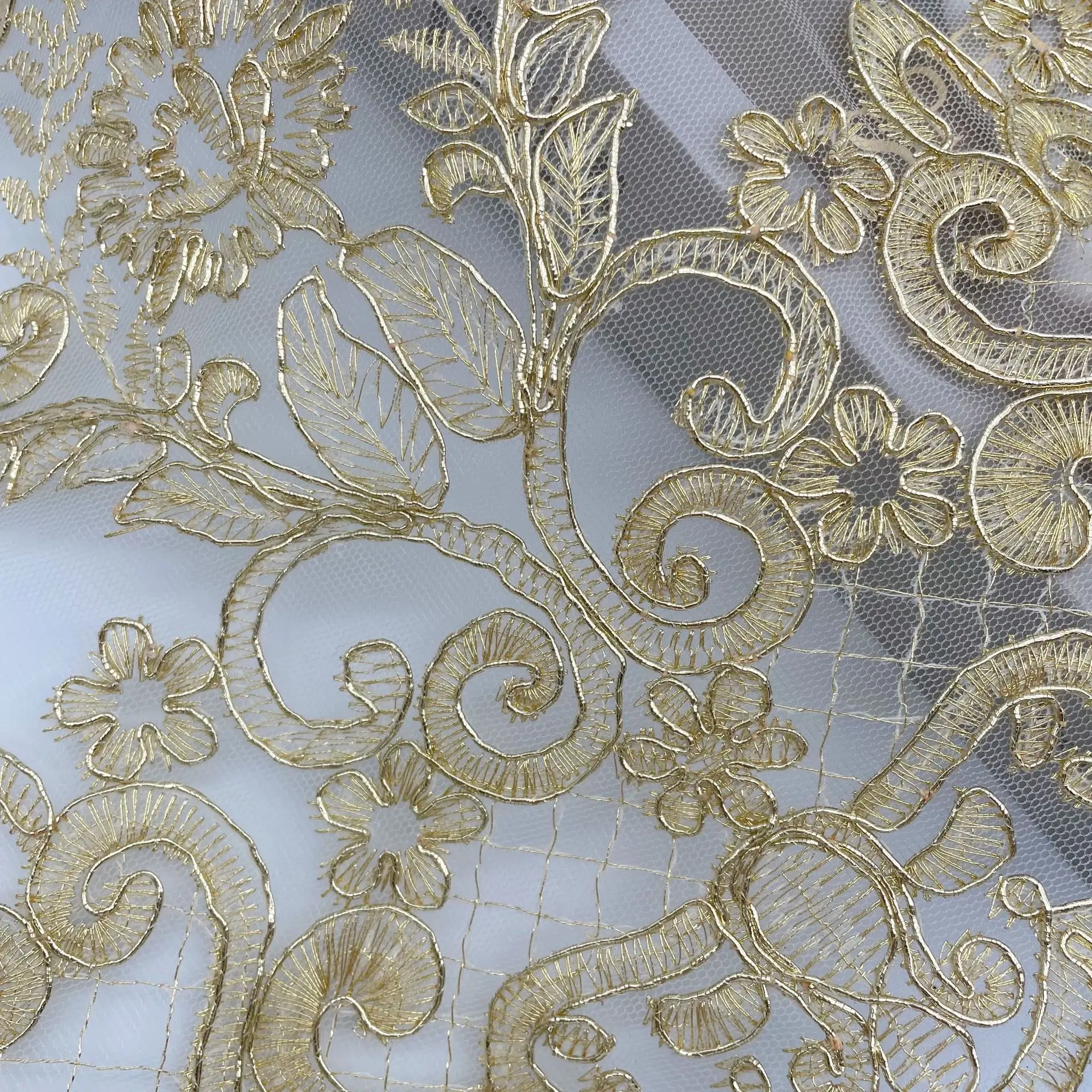 1Yard 31cm Wide Gold Edge Polyester Embroidery Lace Trim for Bridal Wedding Gown Costume Design Lace Ribbon