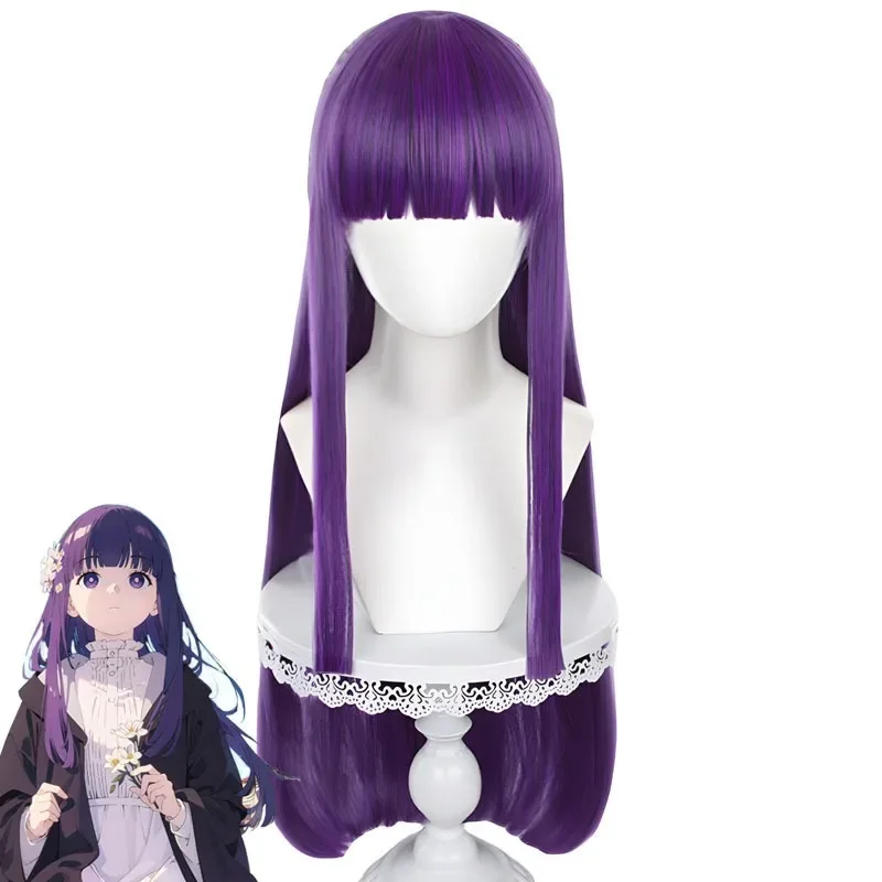 Purple Long Hair High-temperature Silk Anime Firen Daily Wear Cosplay Wig Stage Performance Festival Party Simulated Hair