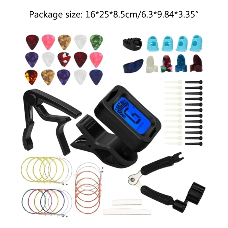 Guitar Accessories Kits Guitar Picks & Capo & Tuner & Guitar Strings & String Bone Bridge Saddle & Bridge Pins and Nut