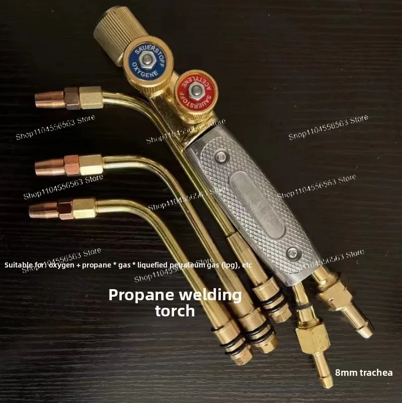 Japanese Type Jet Torch Gas Welding Tool for Oxygen Acetylene Propane, 8mm Inlet 5 Nozzles Brazing Cutting Kit