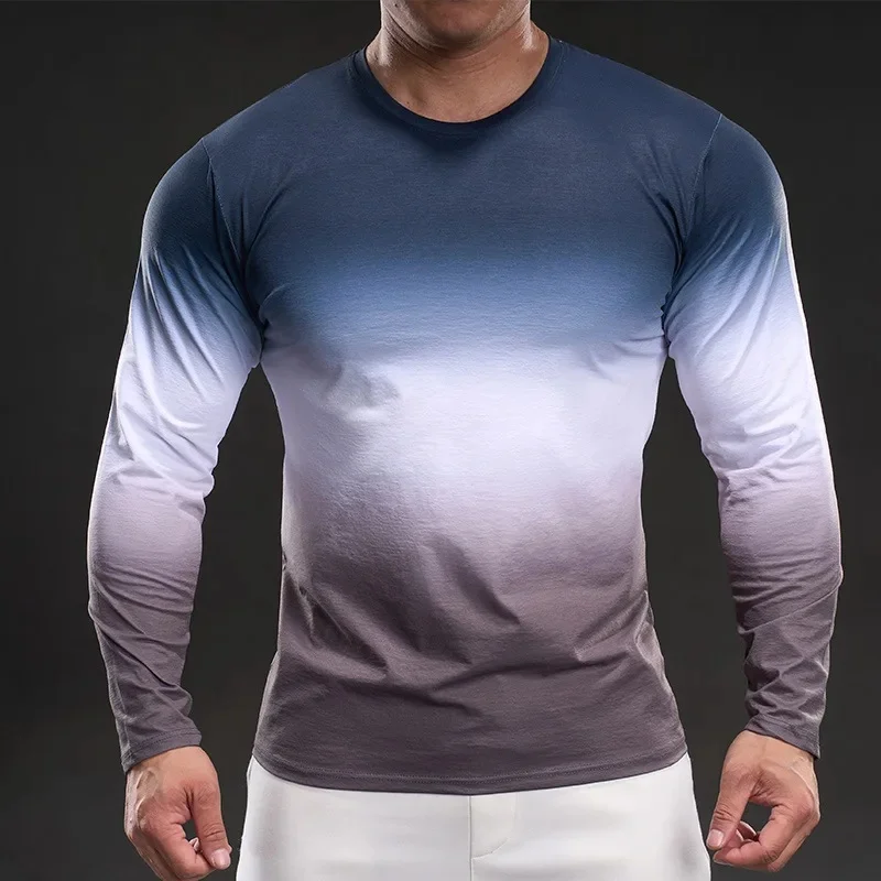 Men's simple ordinary summer sun protection long sleeved quick drying men's T-shirt breathable hiking fishing oversized men top