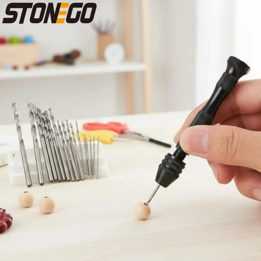 11 Piece Aluminum Mini Hand Drill Set with Keyless Chuck for Woodworking and Metal Drilling DIY Craft Tool Kit High Precision
