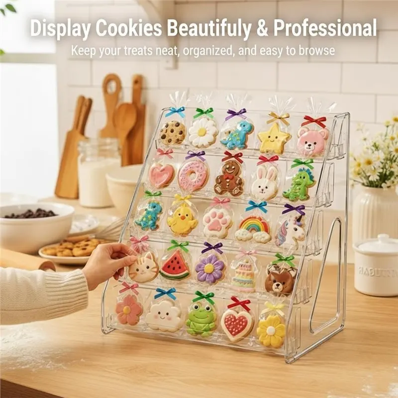 MLGB-Acrylic Dessert Display Stand, 5-Tier Cookie Rack Clear Tiered Riser For Donuts, Pastries Cupcakes