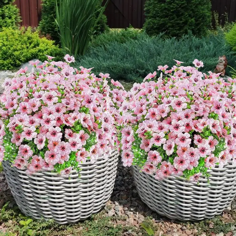 Buquê falso de flores artificiais ao ar livre, realista, resistente a UV, à prova d'água, flores falsas para pátio, casa, quintal, jardim, janela