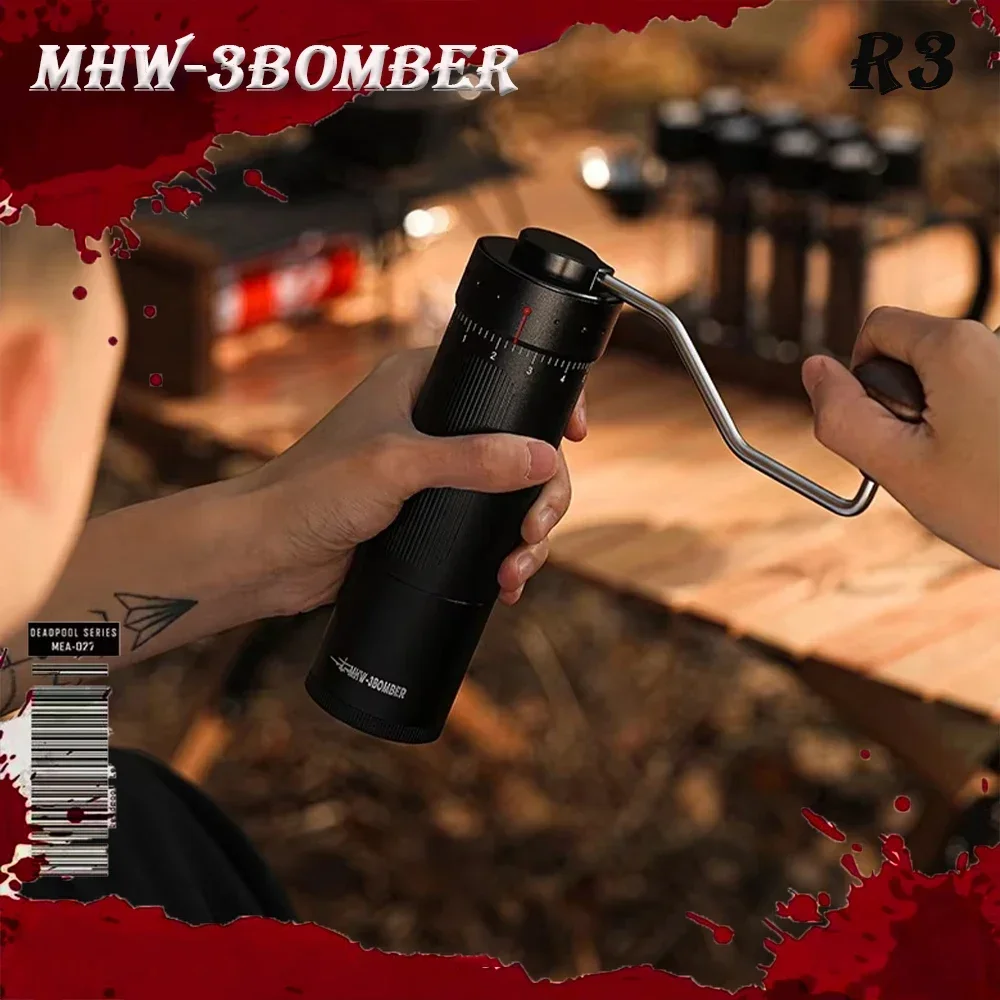 

New Mhw-3bomber R3 Series Coffee Grinder Solid Wood Handle Hand-Ground Coffee Beans Home Outdoor Customized Barista Grinder