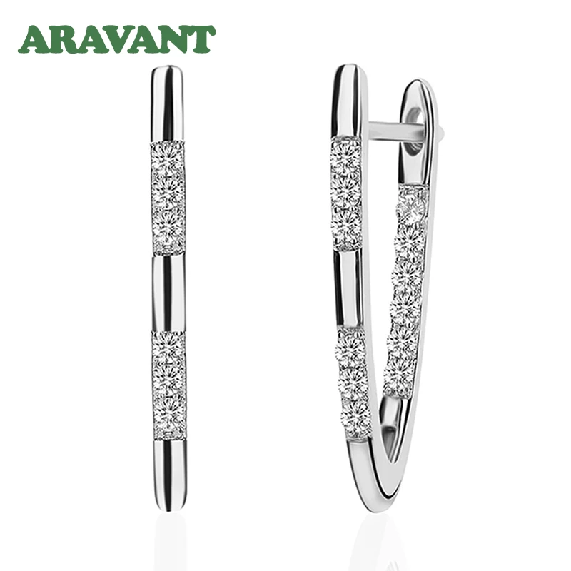 Aravant 925 Silver 18K Gold Cubic Zirconia Hoop Earrings For Women Fashion Jewelry