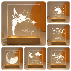 Drop Verzending Gepersonaliseerde Nachtlampje Usb Led Aangepaste Naam 3D Lamp Decoratie Slaapkamer Speelgoed Verjaardag Voor Baby Kinderen Gift