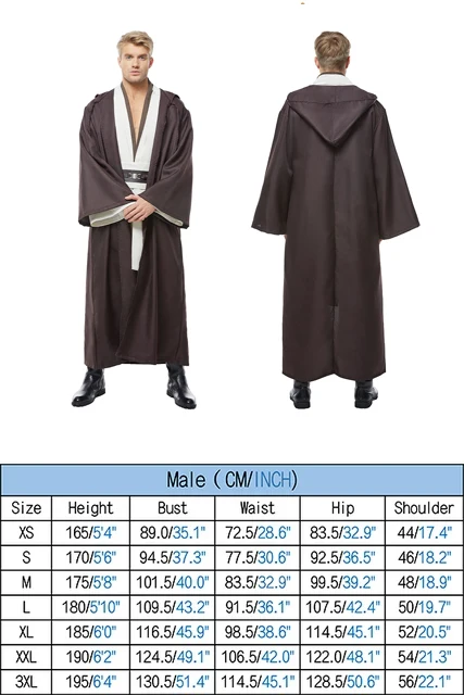 Adult Men Jedi Cloak Cosplay brown Walker Costume TUNIC Black Fantasy Uniform Outfit Robe Halloween Carnival Party Suit