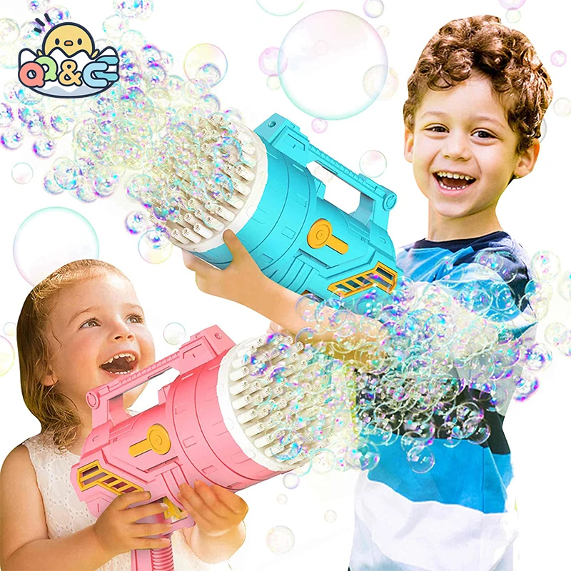 

Bubble Gun 69 HolesAutomatic Blower Maker Big Soap Bubble Machine with Light Pomperos Summer Outdoor Toys for Kids Birthday Gift