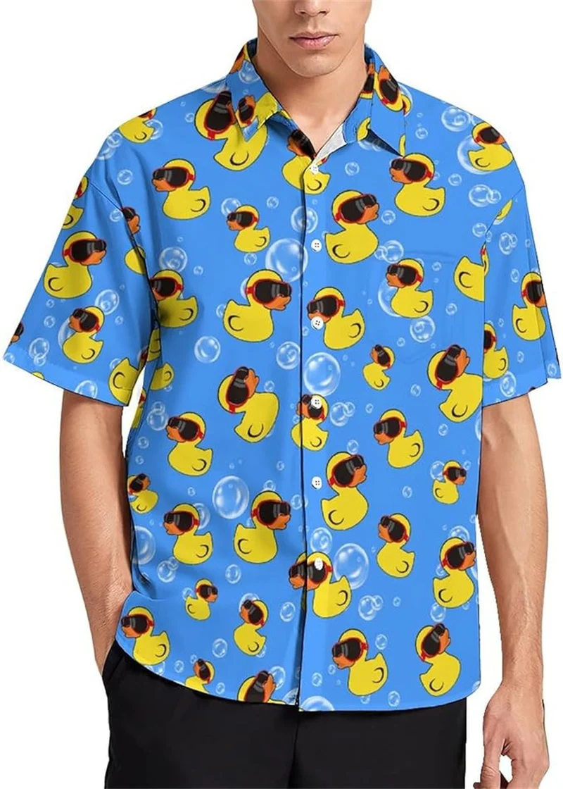 Summer 3D Cute Animal Rubber Duck Printing Shirts For Men Funny Yellow Duck Graphic Short Shirts Kid Kawaii Clothing Fashion Top