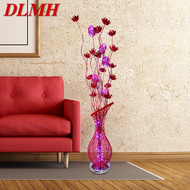 DLMH Nordic Floor Lamp Modern Art Red Flower Living Room Sofa Bedroom Hotel LED Originality Decorative Standing Light